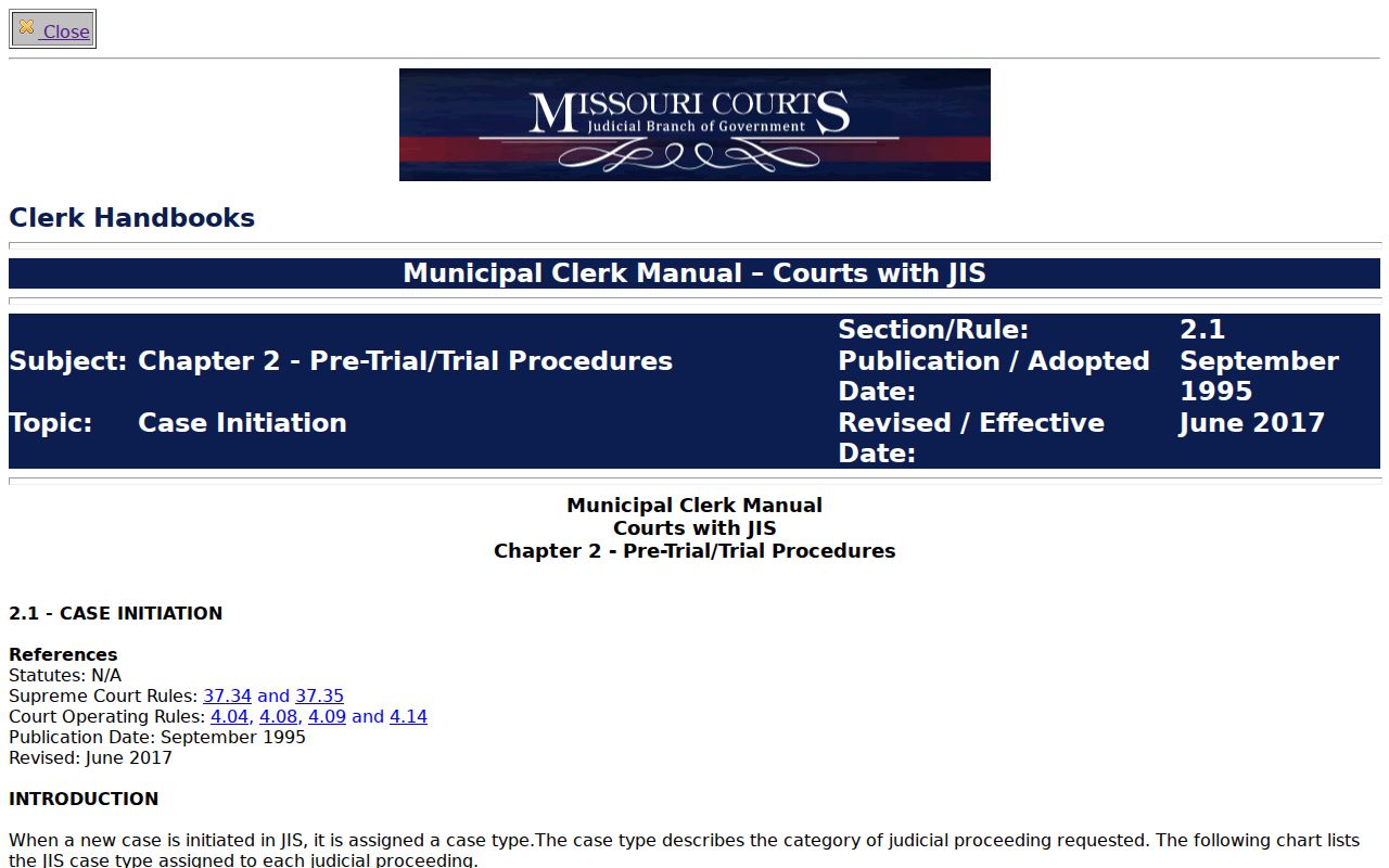 Bosworth court docket Missouri municipal case search rule