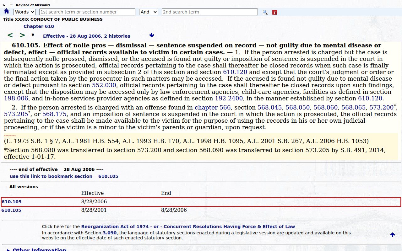 Hale court docket Missouri closed criminal record access