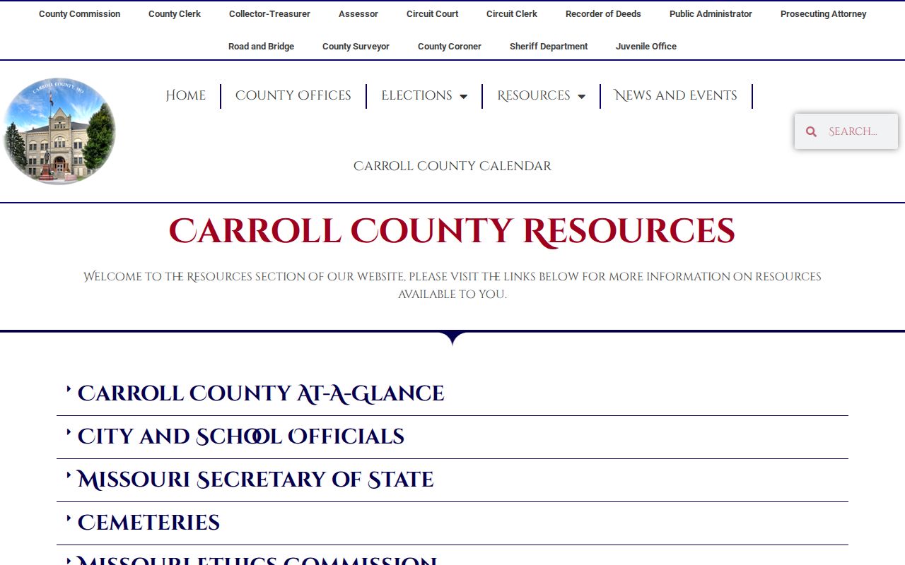 Carroll County court docket resources from the official county resources page